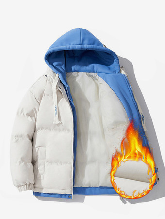 メンズ ゆったり コットンジャケット カップル 無地 フード付き 厚手 コットンジャケット コットンコート