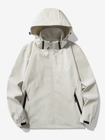 アイボリー メンズ カジュアル 長袖 パーカー ジップ付き フード付き ジャケット