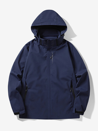 ダークネイビーメンズ カジュアル 長袖 パーカー ジップ付き フード付き ジャケット