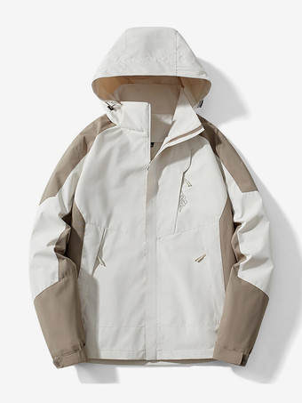 ラクダ色 メンズジャケット アウトドア 防風 ワークウェアジャケット トレンディ 大きいサイズ カラーブロックコート