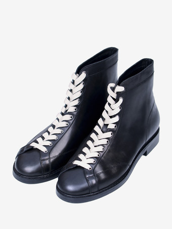 ブラック メンズ ワーク マーティンブーツ 牛革 クラシック ディープブラウン レースアップ ショート アンクルブーツ