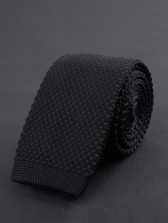 ブラック メンズ プレーンネクタイ 5.5cmバージョン 無地 カジュアル ニットネクタイ