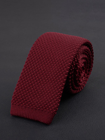 ワインレッド メンズ プレーンネクタイ 5.5cmバージョン 無地 カジュアル ニットネクタイ