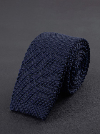 ダークネイビーメンズ プレーンネクタイ 5.5cmバージョン 無地 カジュアル ニットネクタイ