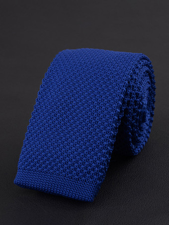 ブルー メンズ プレーンネクタイ 5.5cmバージョン 無地 カジュアル ニットネクタイ