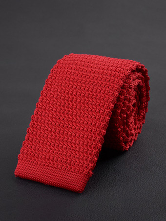 レッド メンズ プレーンネクタイ 5.5cmバージョン 無地 カジュアル ニットネクタイ