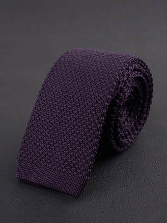 パープル メンズ プレーンネクタイ 5.5cmバージョン 無地 カジュアル ニットネクタイ