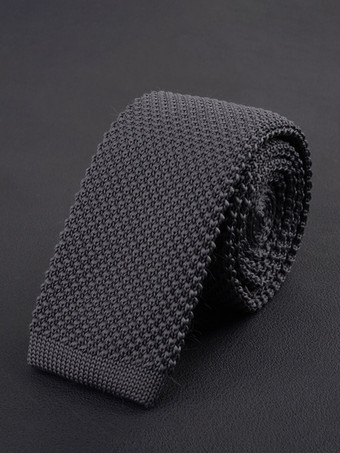ダークグレー メンズ プレーンネクタイ 5.5cmバージョン 無地 カジュアル ニットネクタイ