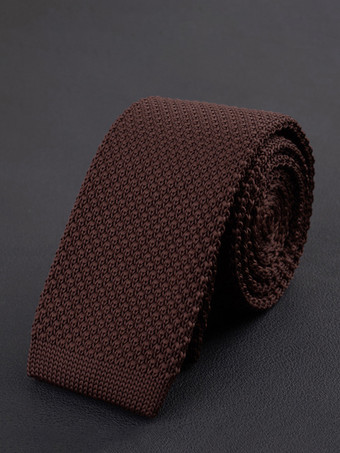ブラウン メンズ プレーンネクタイ 5.5cmバージョン 無地 カジュアル ニットネクタイ