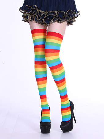 レッド クリスマス ストッキング グリーン ニーハイソックス