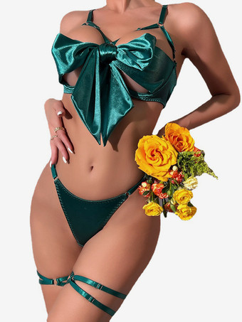 グリーン クリスマスローズトップTバック3点セットクリスマスコスチューム