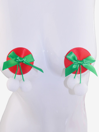 レッド クリスマス ニプル カバー クリスマス リボン グリーン ランジェリー