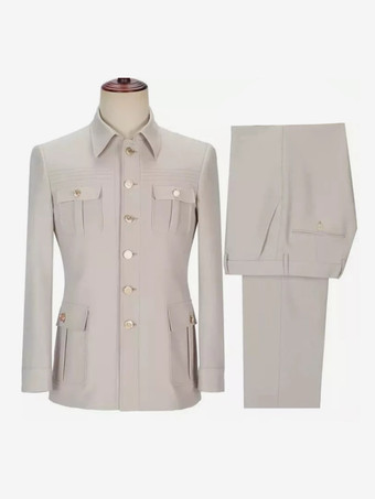 アイボリー プラスサイズのビジネススーツ、新郎と新郎の付添人、ウェディングバンケットドレススーツ