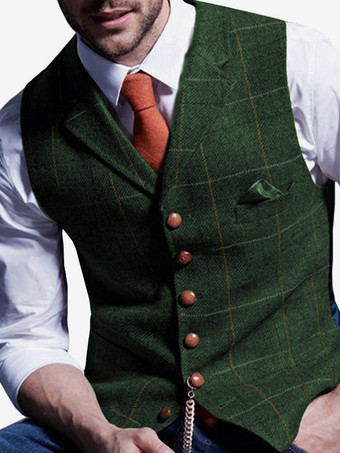 グリーン メンズスーツベスト メンズカジュアルベスト 新郎と新郎の付添人用スリムベスト