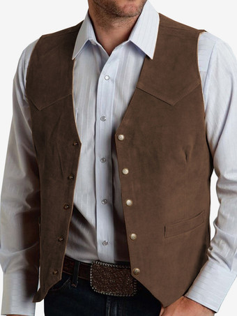 ブラウン メンズスーツベスト メタルバックル スエードベスト ビジネス スリムフィットベスト