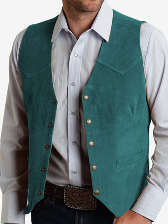 グリーン メンズスーツベスト メタルバックル スエードベスト ビジネス スリムフィットベスト