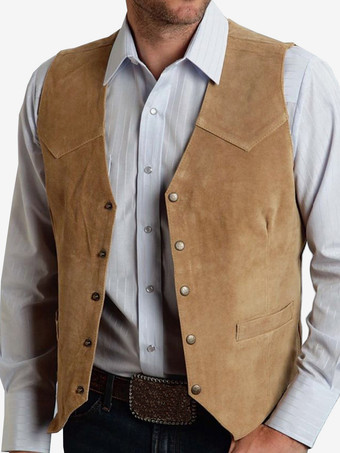 ラクダ色 メンズスーツベスト メタルバックル スエードベスト ビジネス スリムフィットベスト
