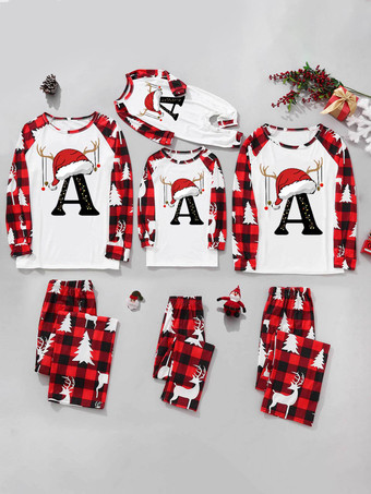 家族で揃うクリスマスパジャマ 文字入りクリスマス柄トップスとパンツ