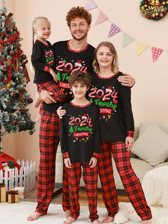クリスマスお揃いファミリーパジャマ ベビーカップル用ポリエステルクリスマス柄パンツトップ