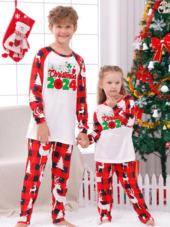 ファミリークリスマスパジャマ大人用子供用文字クリスマス柄マッチングセット