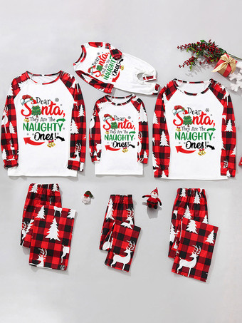 レッド お揃いのクリスマスパジャマ 家族カップル用 大人用ファミリーパジャマ