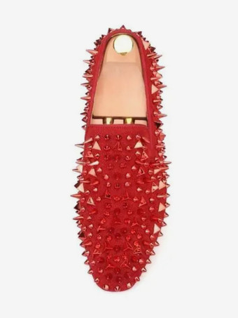 メンズ リベット ローファー シューズ マイクロスエードアッパー アートワーク スリッポン スパイク プロム ウェディングシューズ