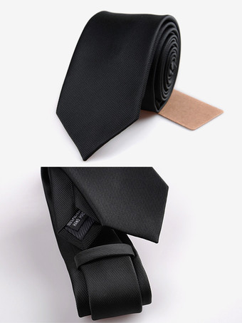 ブラック メンズネクタイ 6cm ナローバージョン フォーマルウェア ビジネス ウェディング ピュアタイ