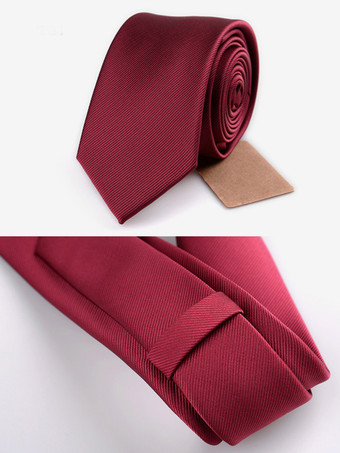 ワインレッド メンズネクタイ 6cm ナローバージョン フォーマルウェア ビジネス ウェディング ピュアタイ