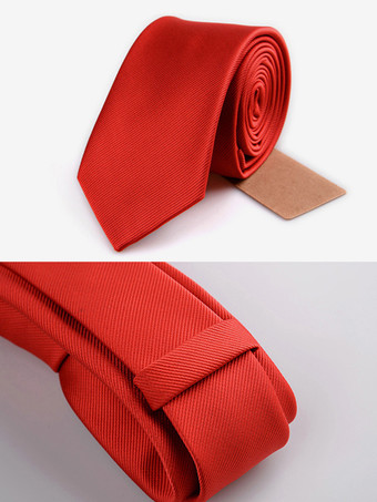 レッド メンズネクタイ 6cm ナローバージョン フォーマルウェア ビジネス ウェディング ピュアタイ