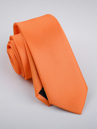 オレンジ メンズネクタイ 6cm ナローバージョン フォーマルウェア ビジネス ウェディング ピュアタイ