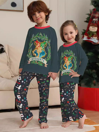 Pigiama natalizio per la famiglia abbinato pantaloni con motivo natalizio in poliestere per bambini e neonati