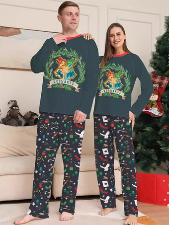 Pigiama natalizio per la famiglia abbinato pantaloni con motivo natalizio in poliestere per bambini e neonati