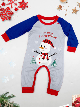 ファミリークリスマスパジャマ 雪だるま ブルー グレー レッド ダサいセーター