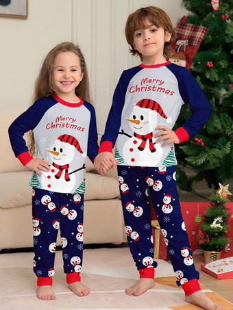 ファミリークリスマスパジャマ 雪だるま ブルー グレー レッド ダサいセーター