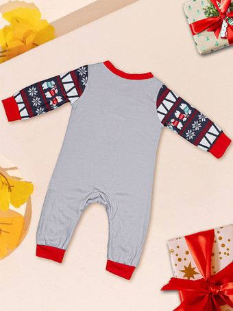 Pyjama de Noël familial gris assorti pour enfant et bébé motif de Noël pantalon et haut