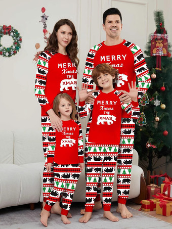 rouge Pyjama de Noël rouge assorti pour toute la famille haut et pantalon à motifs de Noël pour bébé et adulte