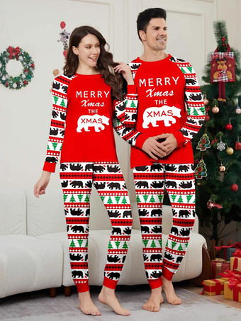 Pyjama de Noël rouge assorti pour toute la famille haut et pantalon à motifs de Noël pour bébé et adulte