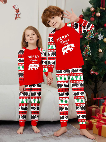 Pyjama de Noël rouge assorti pour toute la famille haut et pantalon à motifs de Noël pour bébé et adulte