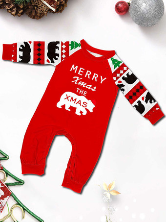 Pyjama de Noël rouge assorti pour toute la famille haut et pantalon à motifs de Noël pour bébé et adulte