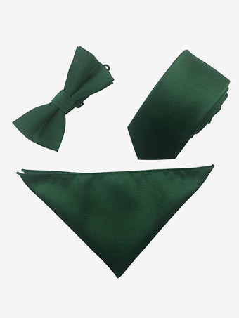 ダークグリーンネクタイセット ブラック メンズ スクエア スカーフ ポケット ボタン シック スーツアクセサリー