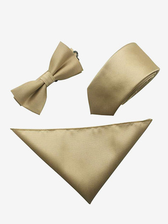 シャンパンカラーネクタイセット ブラック メンズ スクエア スカーフ ポケット ボタン シック スーツアクセサリー