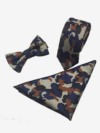 ディープブルー6cm メンズ ネクタイ 3ピース スクエアスカーフ 英国スタイル ビジネスポケットスカーフ ジャカードカラーセット