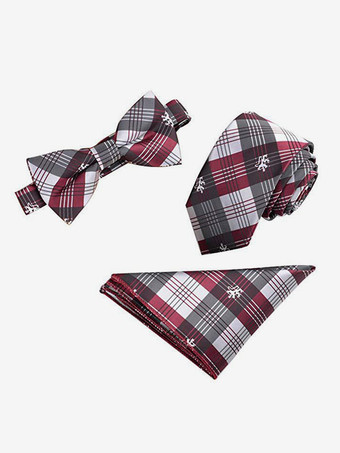 グレイ6cm メンズ ネクタイ 3ピース スクエアスカーフ 英国スタイル ビジネスポケットスカーフ ジャカードカラーセット