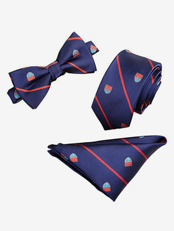 ブルー 6cm メンズ ネクタイ 3ピース スクエアスカーフ 英国スタイル ビジネスポケットスカーフ ジャカードカラーセット