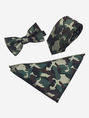 迷彩色6cm メンズ ネクタイ 3ピース スクエアスカーフ 英国スタイル ビジネスポケットスカーフ ジャカードカラーセット