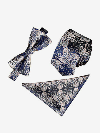 ブラック 6cm メンズ ネクタイ 3ピース スクエアスカーフ 英国スタイル ビジネスポケットスカーフ ジャカードカラーセット