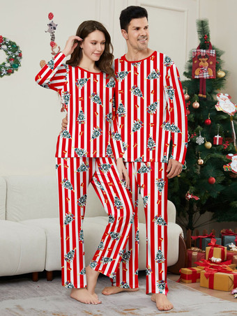 家族で揃うクリスマスパジャマ 子供用 大人用 ストライプ クリスマス柄 マッチングセット