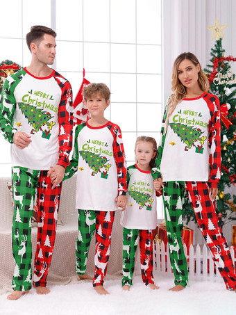 ホワイト ホワイトクリスマスお揃いファミリーパジャマ 大人用 子供用 クリスマス柄