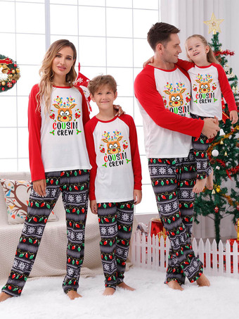 ホワイト 家族で揃うクリスマスパジャマ 子供用 大人用 クリスマス柄 マッチングセット