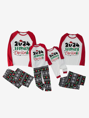 ホワイトクリスマスお揃いファミリーパジャマ 大人用 子供用 クリスマス柄 2点セット